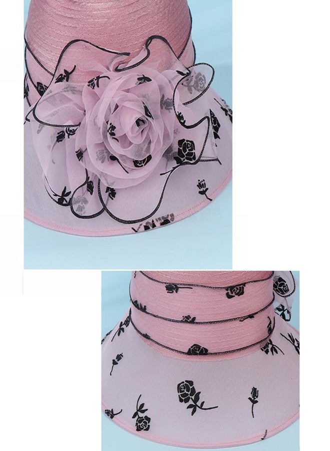 KORADI Women Organza Sun Hat Fascinators Bucket Bowler Hat for Tea Party Bridal Wedding Church Dress Hat Wide Brim Sun Cap(Puple15) - Image 5